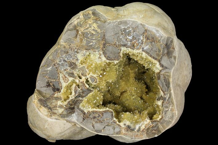Yellow Crystal Filled Septarian Geode - Utah #98391